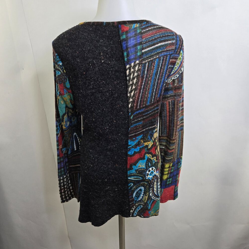 Vintage Concept Top L Patchwork Pattern Black Kni… - image 8